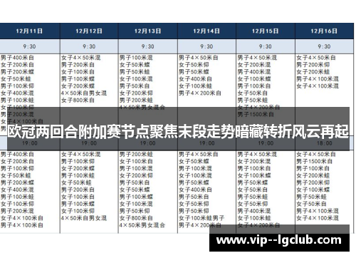 欧冠两回合附加赛节点聚焦末段走势暗藏转折风云再起